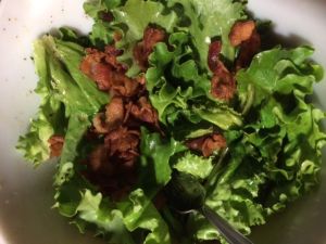 Lettuce with bacon dressing