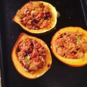 Read more about the article Roasted Squash Stuffed with Corn Bread Dressing