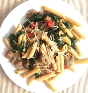 Read more about the article Italian Sausage, Kale, and Tomatoes with Whole Grain Pasta
