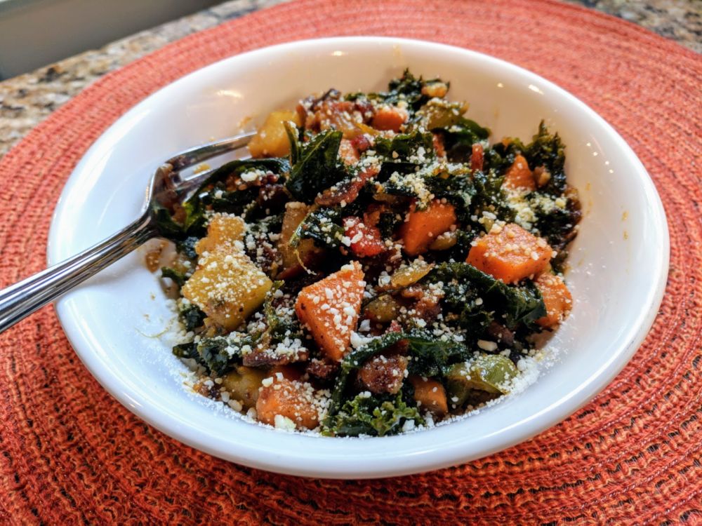 Read more about the article Sweet Potato Kale Bacon Hash